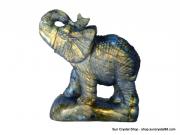頂級藍綠光拉長石大象雕件【已售出】