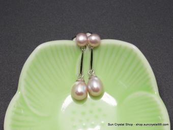 日本淡粉色珍珠耳環