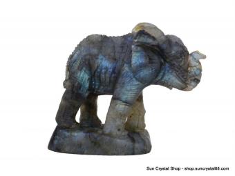 頂級藍綠光拉長石大象雕件