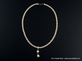 日本天然香檳色珍珠項鏈15吋