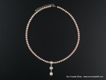 日本天然香檳色珍珠項鏈16吋~18吋