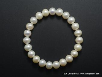 日本天然白色珍珠手珠9mm【已售出】