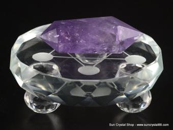 優質雙尖紫水晶柱 複式能量震盪 強大磁場