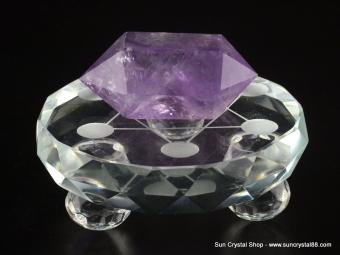 優質雙尖紫水晶柱 複式能量震盪 強大磁場