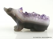極品巧雕刺蝟紫水晶簇雕件 消磁淨化、極為招財【已售出】