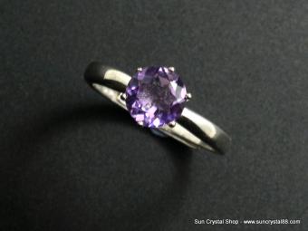 頂級亮麗紫水晶六爪戒指 925銀 活口戒圍可調節