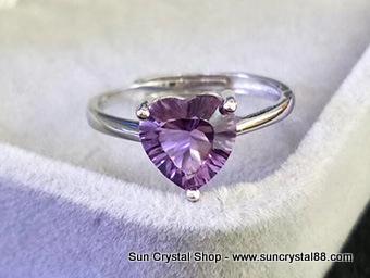 頂級亮麗紫水晶心形戒指 925銀 活口戒圍可調節【缺貨中】 