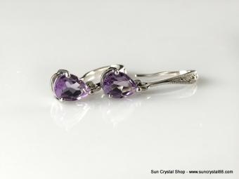 天然紫水晶耳環 925銀